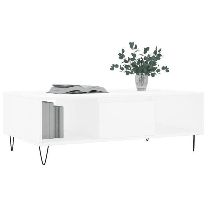 VidaXL Table basse blanc 104x60x35 cm bois d'ingénierie 827084