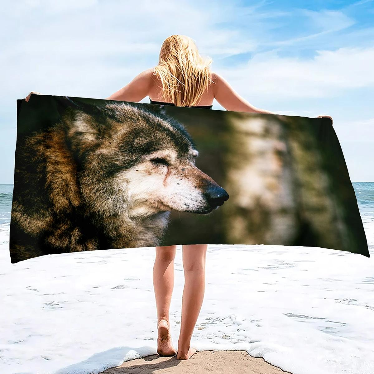 

Wolf Beach Towel Groups of Wolves Wild Animal Design Soft Sand Free Bath Towel Quick Dry Sport Spa Yoga Gym Kitchen Hand Towels W30*H60(CM)