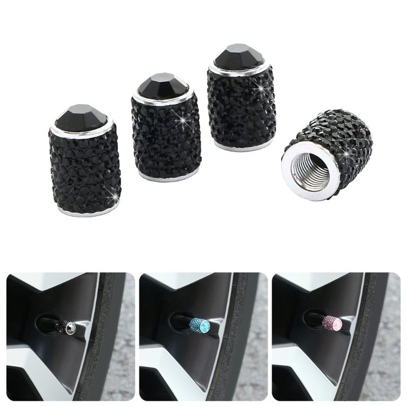 4pcs Rhinestones Tire Valves  Caps General  Dustproof & Rustproof Tire Caps Decorative Car Valves  Caps for Car & Bike