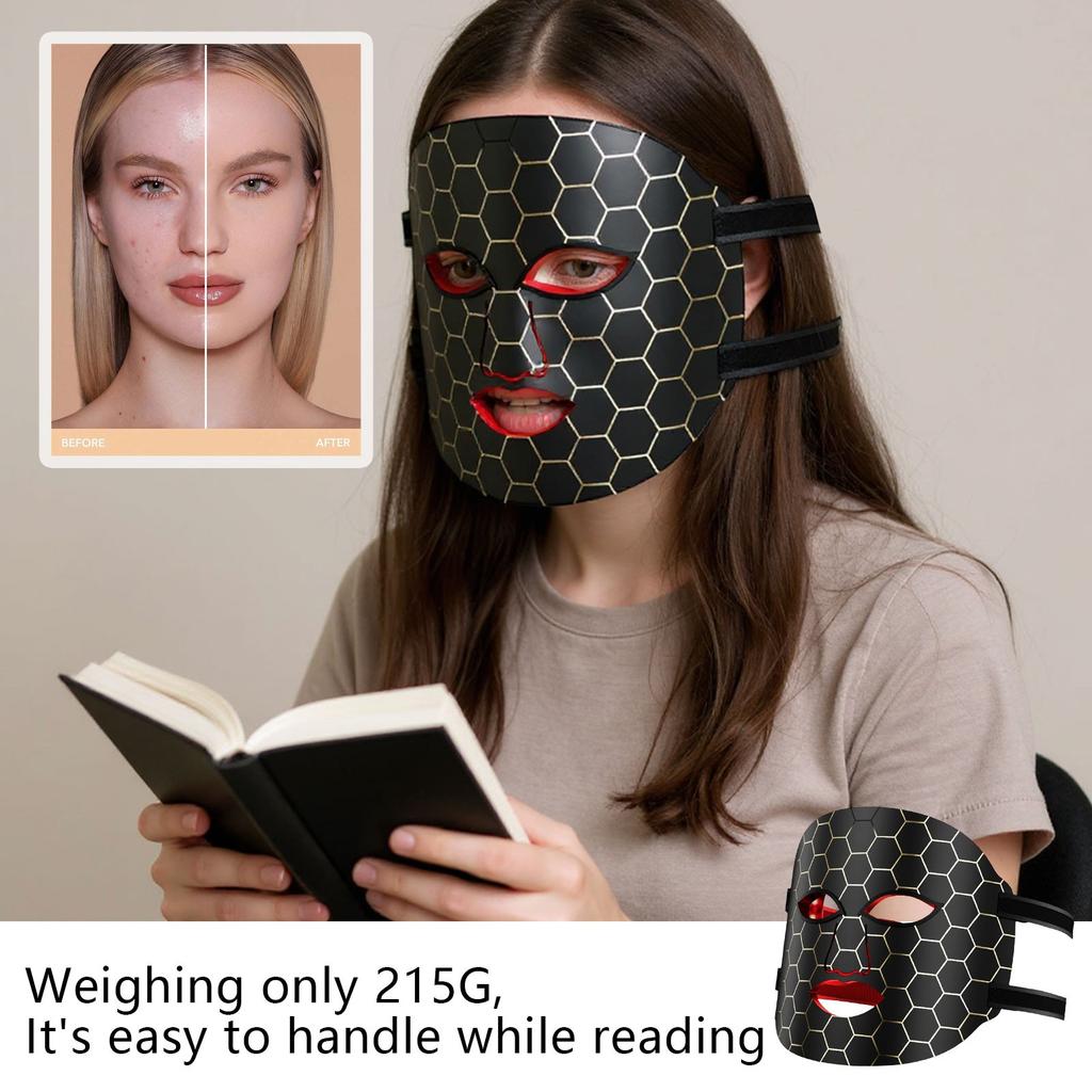 LED Mask , Red Light , Facial Skin Care Mask, Black