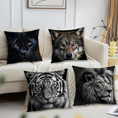 Schwarz-Weiß Bestien Fotografie Kissenbezug Für Kissen Druck Sofa Dekoration Haus Auto Zimmer Geschäft Büro Nordische Schlichtheit
