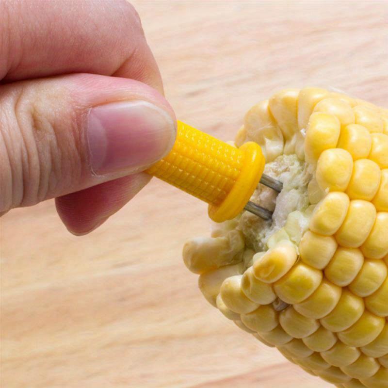 10pcs Stainless Steel Corn Holders - Skewers with Heat Resistant Grip - Home Cooking & BBQ Accessories for Camping, Outdoor Grill Tools, Fruit Forks