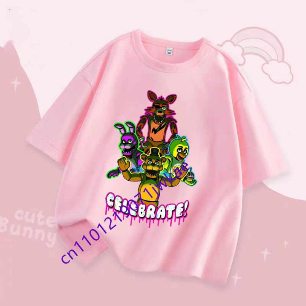 Jungen Mädchen Sommer Mode T-Shirt Kinder Kleidung FNAF Atmungsaktivität T-Shirts Kinder Five Nights At Freddy Niedriges Kurzarm Top
