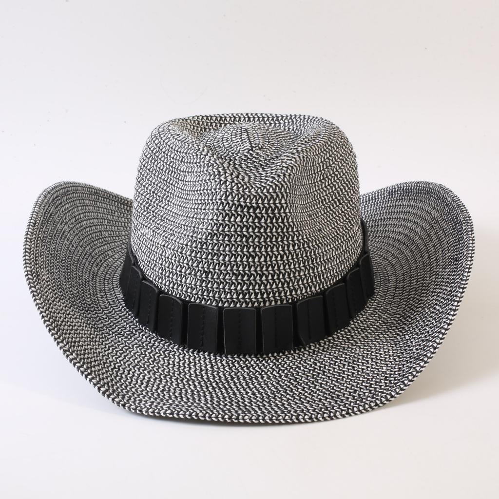 Popular European and American Classic Straw Woven Western Cowboy Hat Men's and Women's Outdoor Fashion OL Wind Woven Top Hat