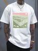 Sunset Letters Graphic Printed Short-sleeved Luxury Cotton T-shirt Summer Unisex Men Women Casual Loose Fashion Trendy Clothing