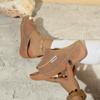 Sandalias de Deslizamiento Cómodas de Tacón de Bloque para Mujer Tallas Grandes, Zapatos Sencillos Fáciles de Poner
