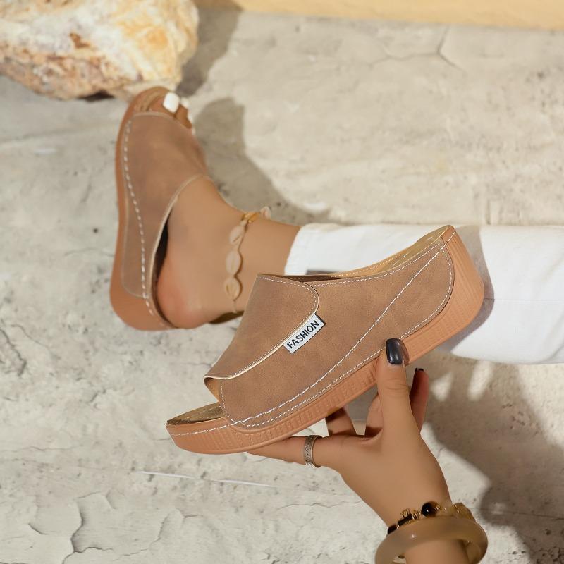Sandalias de Deslizamiento Cómodas de Tacón de Bloque para Mujer Tallas Grandes, Zapatos Sencillos Fáciles de Poner