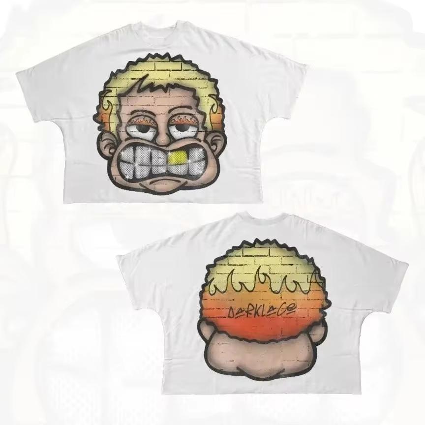 Men Women Streetwear T Shirt Hip Hop Fun Cartoon Graphic Printed Oversized T Shirt Harajuku Gothic Cotton Short Sleeved Clothing
