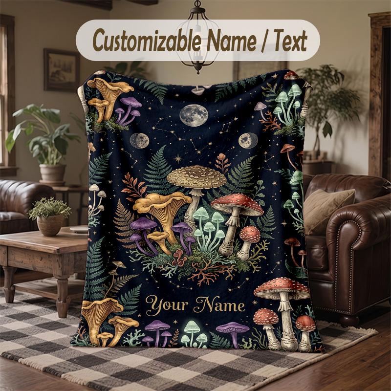 Mystical Moth Key Artwork Theme Throw Blanket Custom Name Text Personalized Blanket Soft Cozy Blanket for Home Sofa Bed