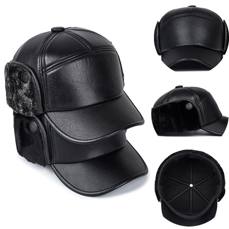 

Новая модная мужская кожаная кепка бейсболка на открытом воздухе охотничья ушанка зимняя мужская женская кепка повседневная регулируемая чёрный