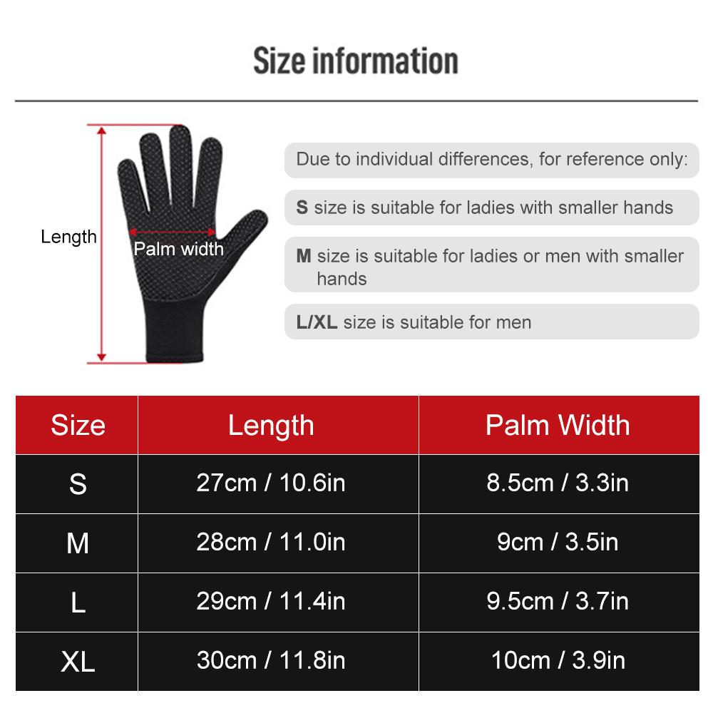 3MM Diving Gloves Warm Anti-scratch UPF 50+ UV Protection Cold Anti-slip and Wear-resistant for Winter Water Activities