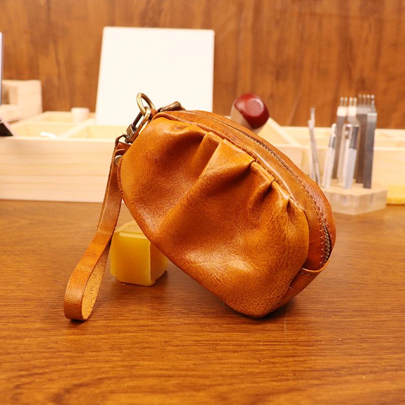 New Retro Wrinkle Bag for Women, Multi Functional Handbag for Students, Small Leather Change Bag, Red Envelope