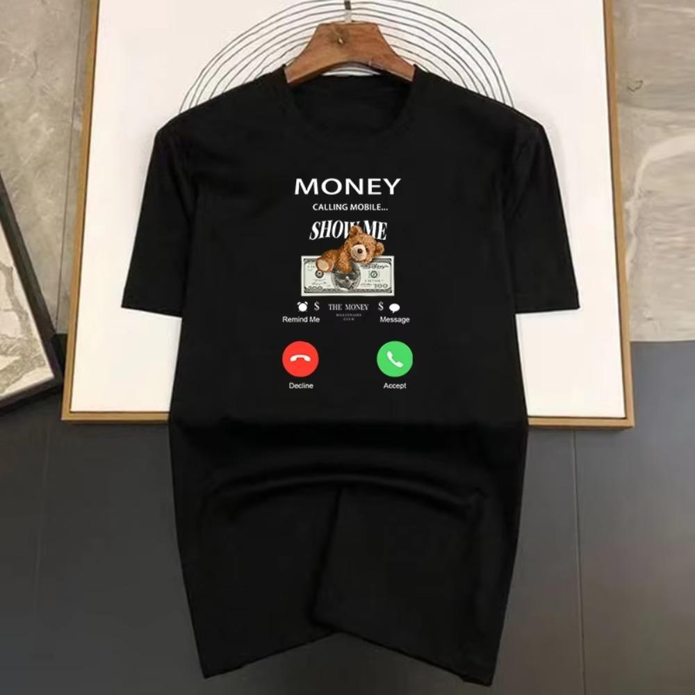 

Большие футболки в стиле хип-хоп, симпатичные футболки с принтом «My Money Calling Mobile» в стиле Харадзюку, обычные мужские топы, качественная футболка в стиле рэпера S чёрный