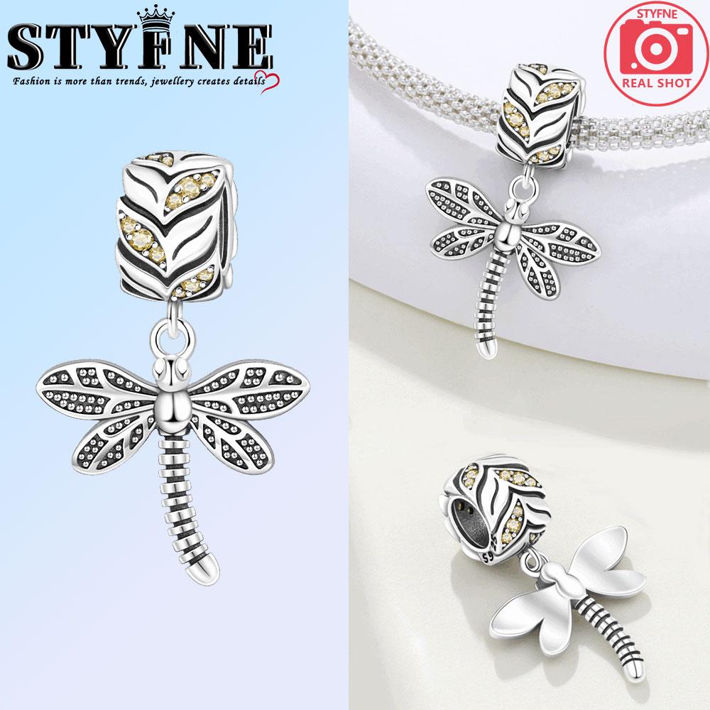 Copper Blue Butterfly Fluorescent Firefly Dragonfly Charms Beads Pendant For Original Bracelet Woman Girl Jewelry