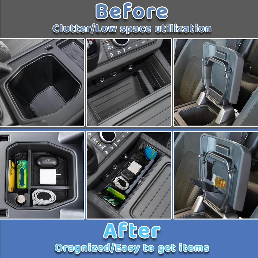 Center Console Organizer Compatible With -2024 Land Rover Defender Armrest Storage Box And Armrest Hidden Tray Middle Console Organizer Interior