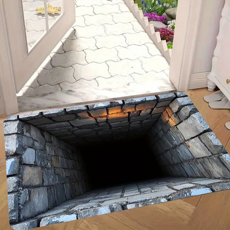 Realistic Brick Tunnel Illusion Rug for Unique Floor Design - 3D Graphic Carpet | Modern Home Accessories Skid resistant carpet