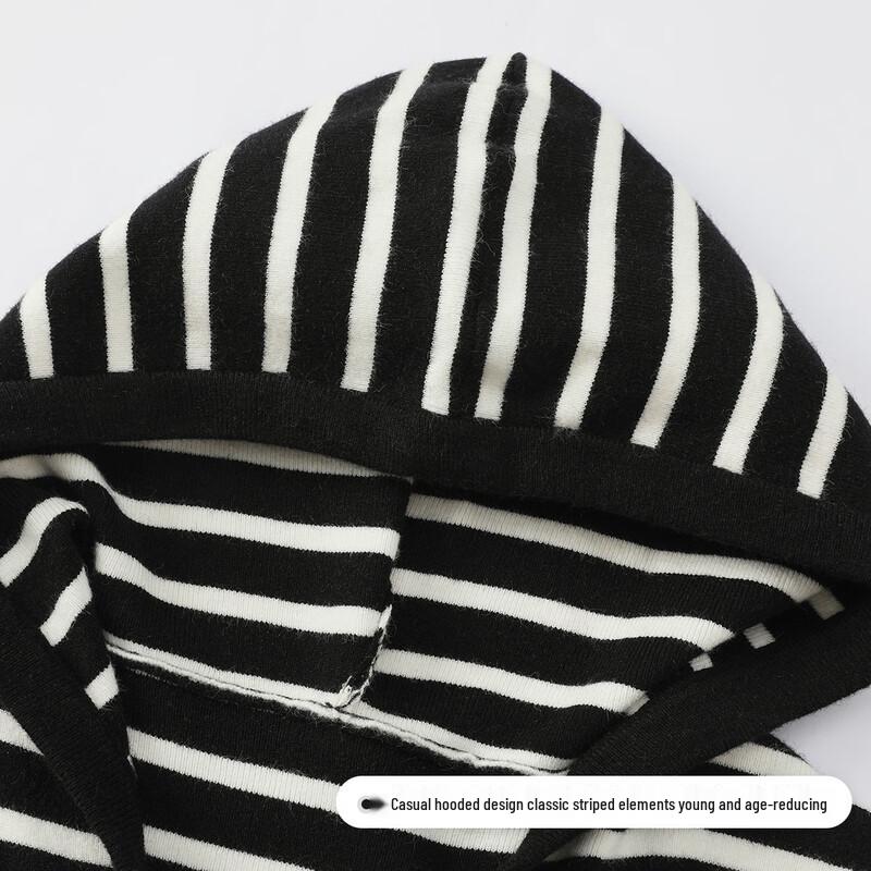 FivePlus Women's Striped Hooded Knit Cardigan