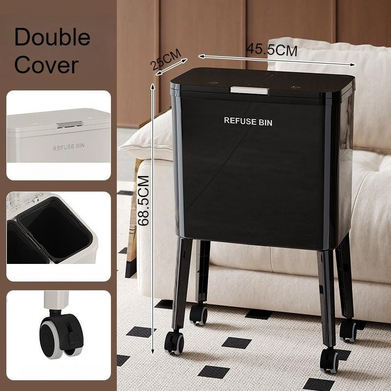 Kitchen High Footed Trash Can With Lid Modern Large Capacity Trash Bin Minimalist Built-in Wastebasket Home Cleaning Supplies