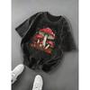Psychedelic Eye Mushroom Print T-Shirt Unisex Washed Black Oversized Tee Y2K Streetwear Shirt Aesthetic