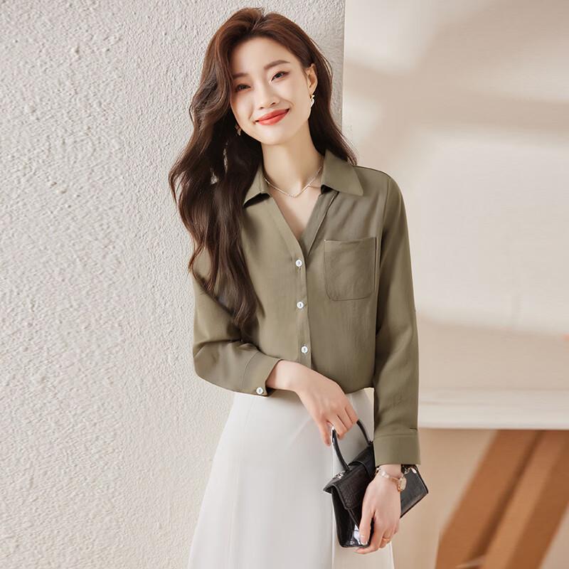 Women s V-Neck Long Sleeve Commuter Blouse 2XL