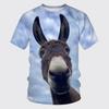 New fun retro donkey 3D printed T-shirt cute animal breathable lightweight summer sports top short sleeve