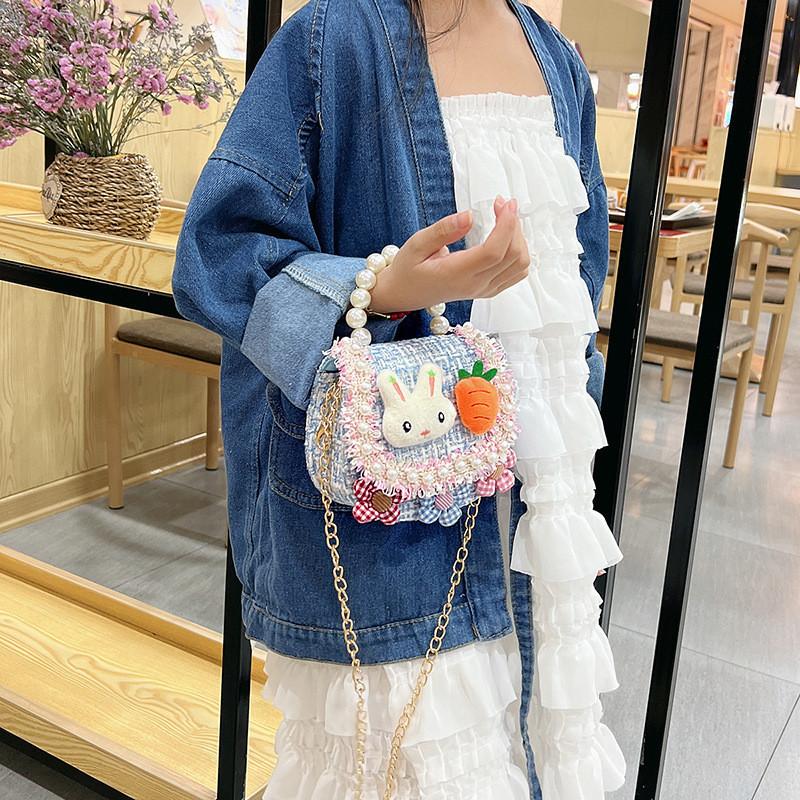 Adorable Kids Purse Cartoon Girls Pearl Handbag Breathable Cute Princess Accessory