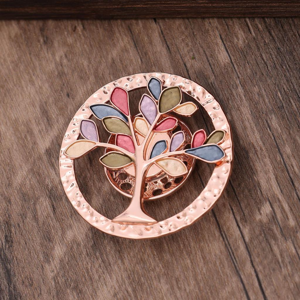New Round Geometric Tree of Life Enamel Magnetic Brooch, Banquet, Wedding Ladies Premium Brooch