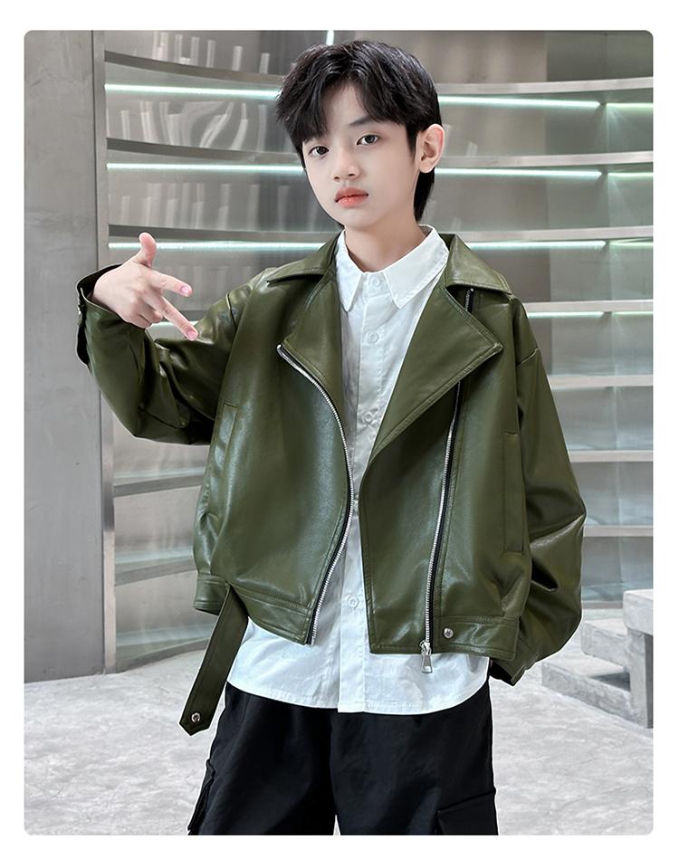 Children's Clothing, Boys' Spring Clothing, Leather Jacket, 2026 New Spring and Autumn Style Jacket, Mid Size Boys' Spring Clothing Trend