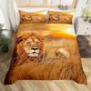 Lion Duvet Cover Set King Queen Hand Drawn Animal Bedding Set Graffiti Abstract Art Quilt Cover Wildlife Vintage Comforter Cover