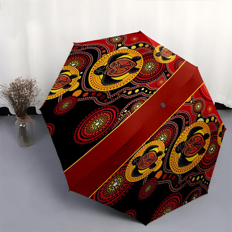 Turtles,Aboriginal Automatic Folding Umbrella  8 Ribs Lightweight Design, Durable Iron Frame, Compact and Portable, Ideal Birthday or Christ
