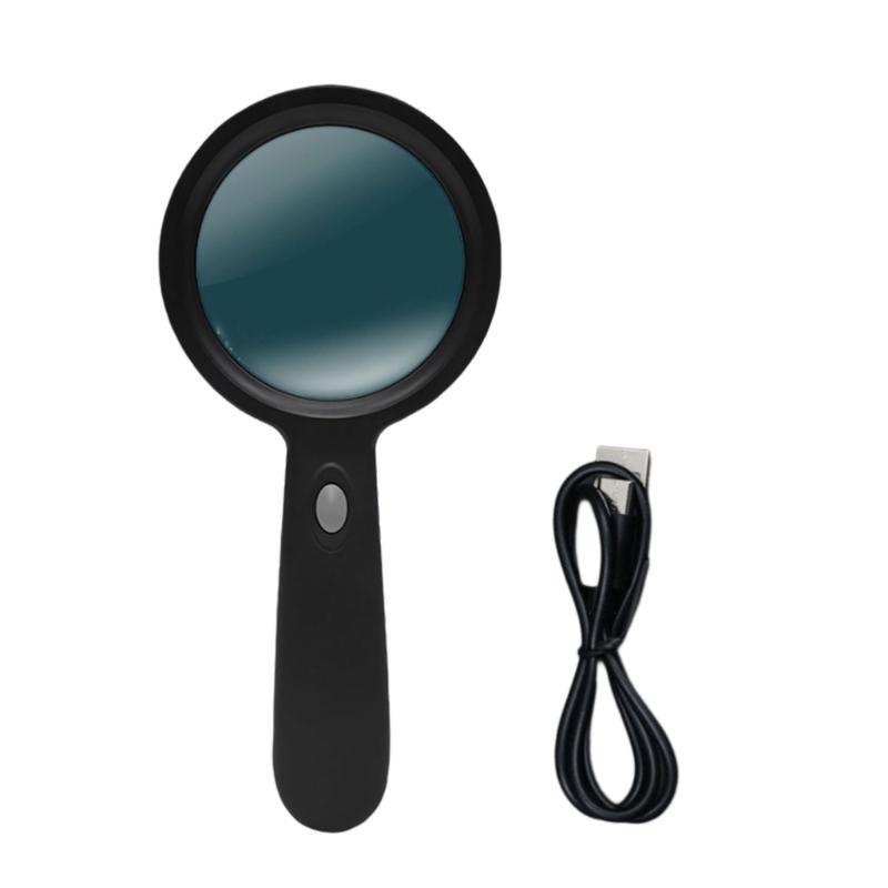 10X Magnifying Glass Lens Handheld Eye Loupe Magnifier with Light for Senior Newspaper Reading Jewelry Stamps Inspection