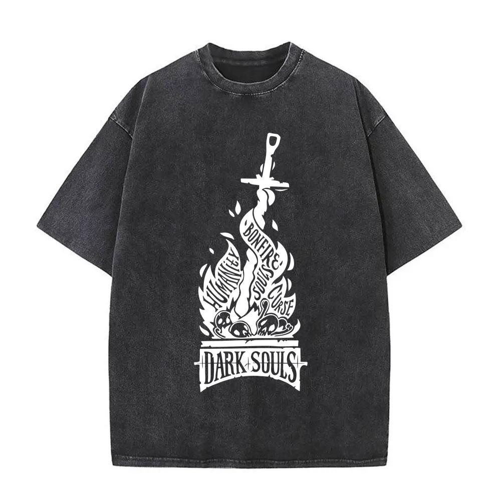 Washed Vintage Game Dark Souls Artorias Graphic Tshirt Men Women s Gothic Rock Tshirts Mens Punk Oversized Cotton T Shirts S