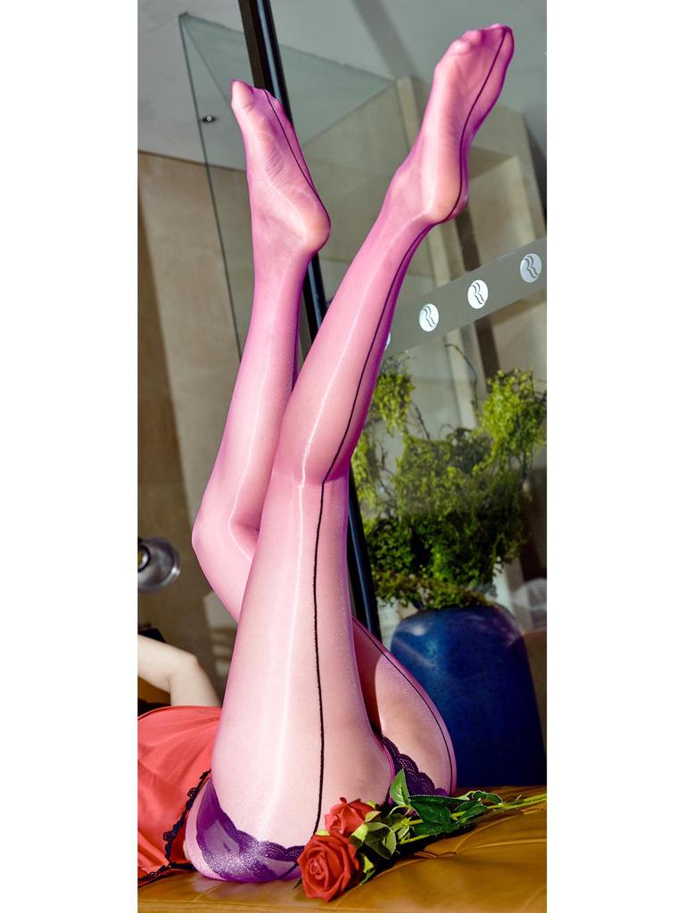 Aurora Naht hinten Hohe Taille Glänzende Schrittlose Strumpfhose – Seidiger Glanz & Nahtloser Bund