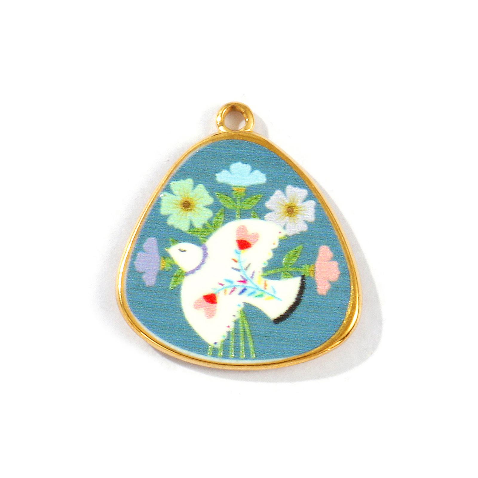 

2 PCs Waterproof 304 Stainless Steel Religious Pendants 18K Gold Plated Triangle Pigeon Charms Necklace DIY Making 3cm x 2.6cm