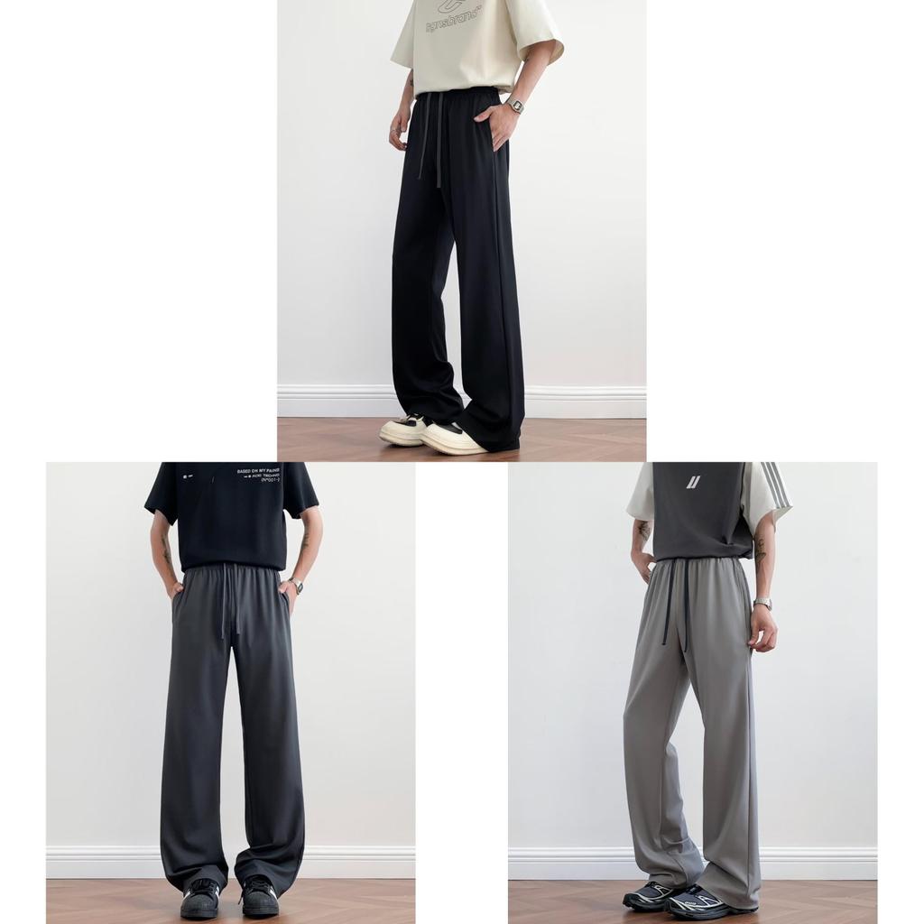Summer Mens Wide Leg Pants With Ice Silk Fabric For Casual Wear Young Adults