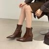 Autumn Winter Vintage Weges Heel Women Ankle Boots Fashion Pointed Toe Shoes Female Party Stripper Short Booties  De Muje