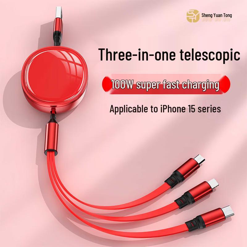

Shengyuantong 100W Retractable 3-in-1 Fast Charging Cable