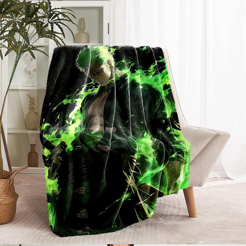 Roronoa Zoro Theme Printed Blanket - Perfect for Couch, Bed, Travel & Outdoor Use | Machine Washable, Cozy & Durable.