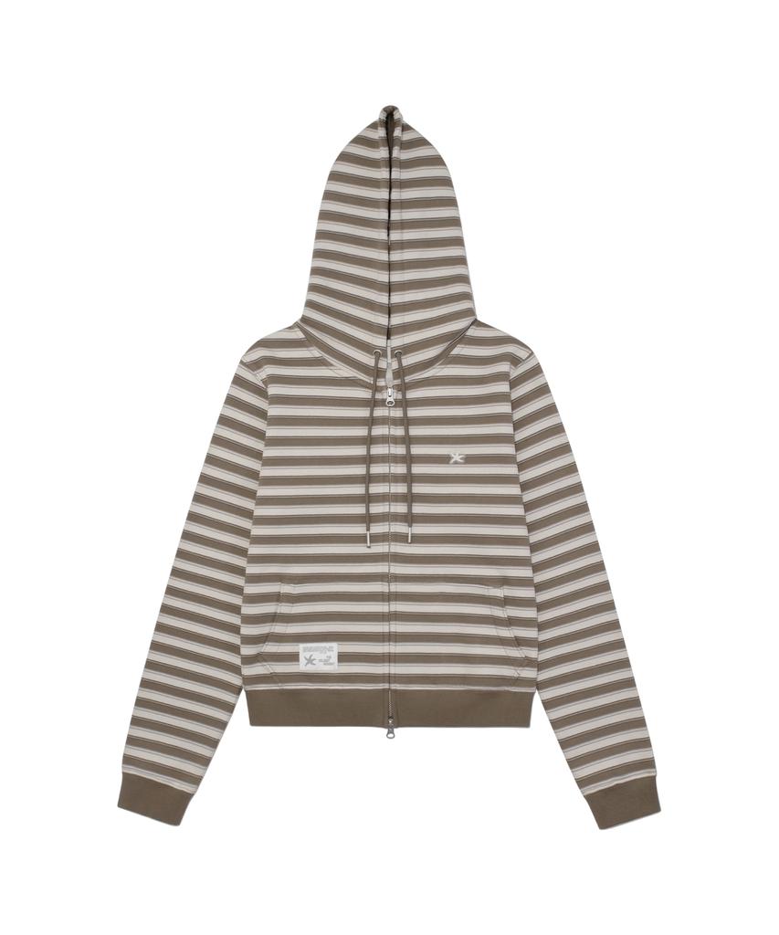 The Coldest Moment Tcm Stripe Standard Hooded Zip-Up (Brown)
