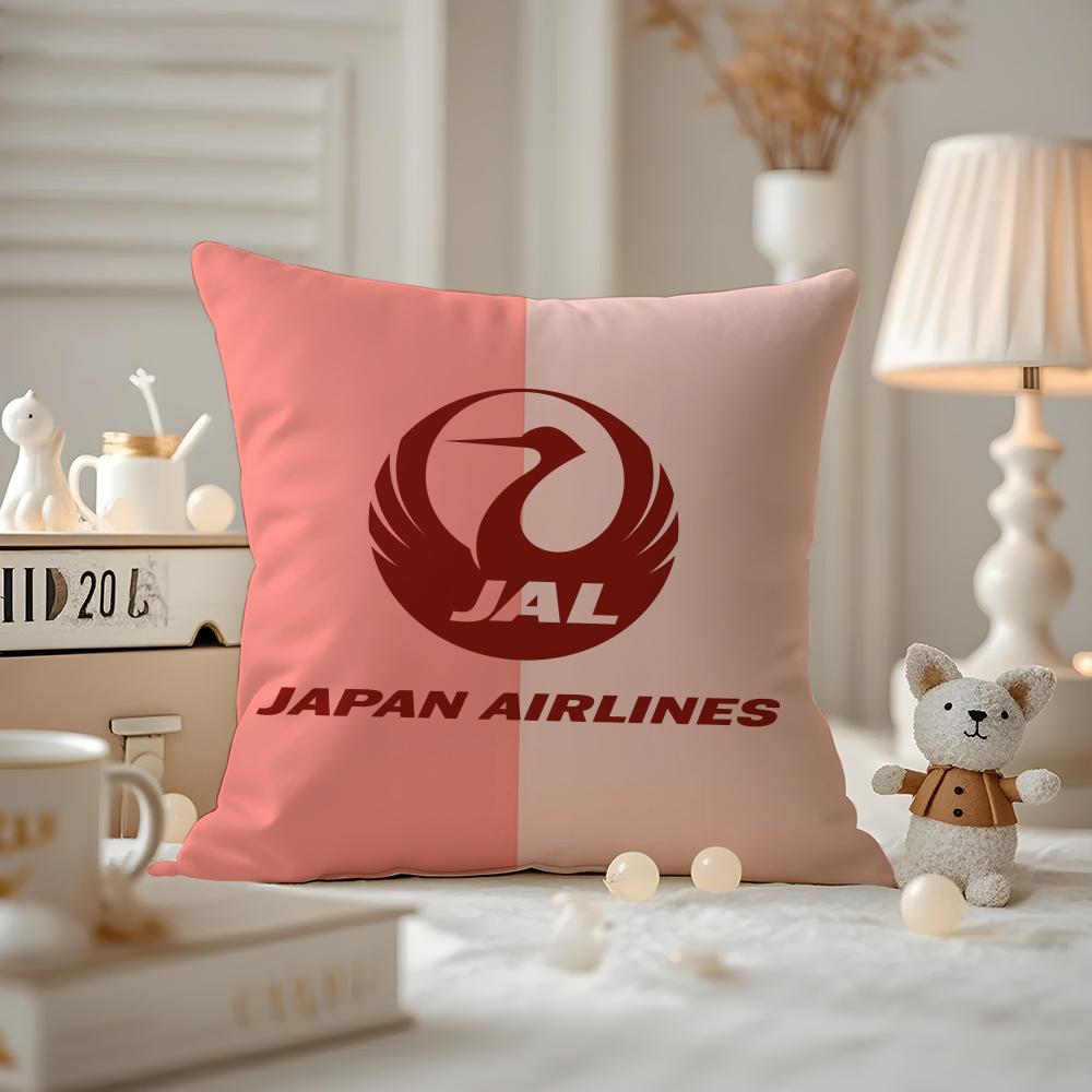 Japan Airlines Cushion Cover Anti-dustmite Pillowcase Invisible Zipper Silky Short Plush Sofa Cushion Cover