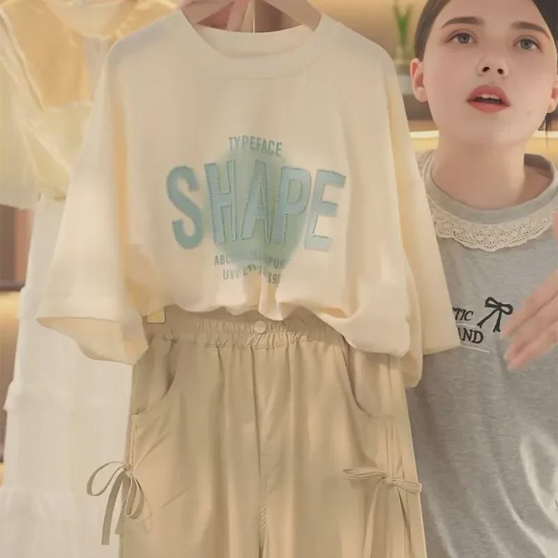 2024 Mädchen Sommermode: Lässiger Zweiteiler, Rundhalsausschnitt, kurze Ärmel – perfekt für mittelgroße und große Kinder.