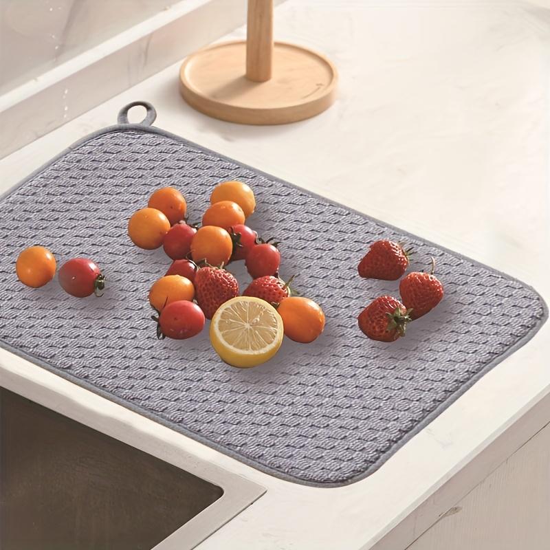 1pc Dish Drying Mat Microfiber Absorbent Table Placemat Non-Slip Heat Resistant Drain Pad Cabinet Drying Mats Kitchen Bathroom Mats