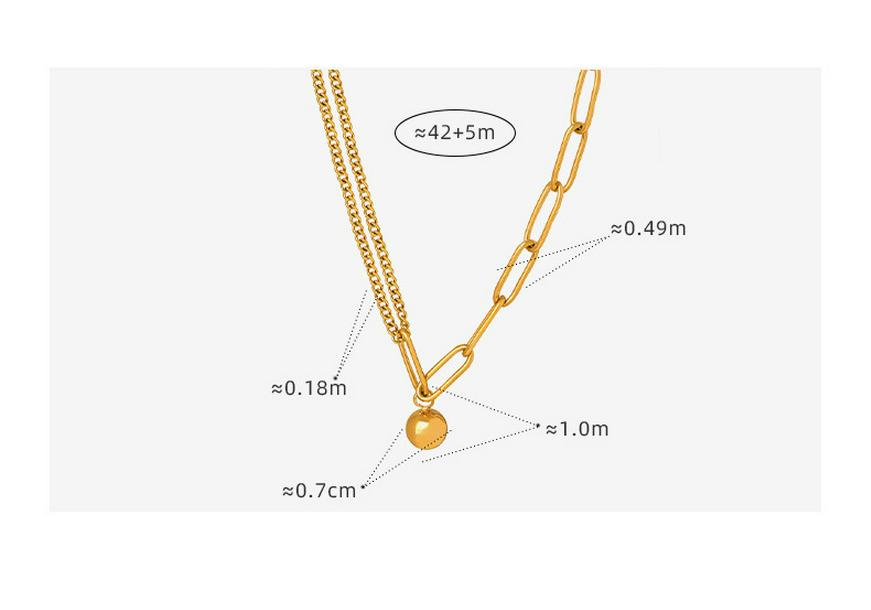 Elegant French Double Layer Chain Stitch Necklace in Titanium Steel with 18K Gold - Versatile Clavicle Jewelry