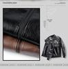 Veste de vol tendance en cuir grande taille pour homme - Automne Col montant de motard avec design brodé