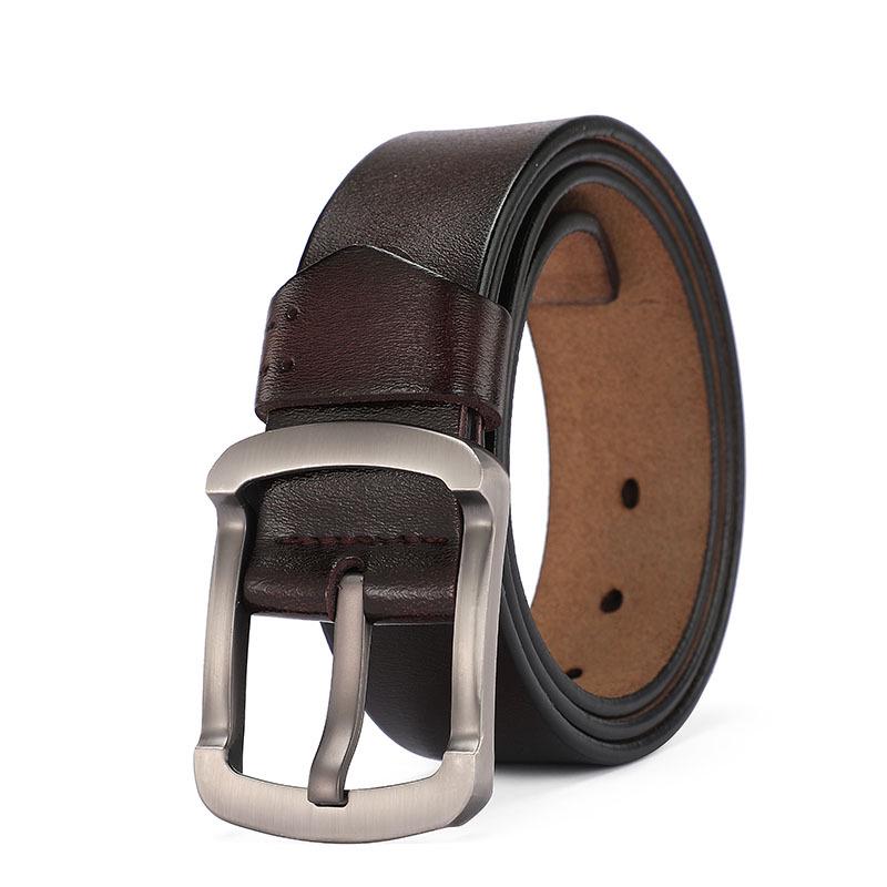 Men's Genuine Leather Casual Belt with Pin Buckle - Full Cowhide Waistband