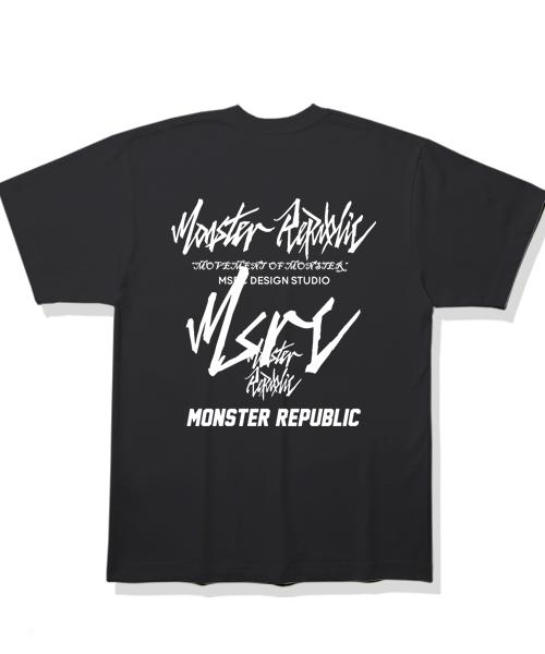 MONSTER REPUBLIC Movement White Lettering T-Shirt Black