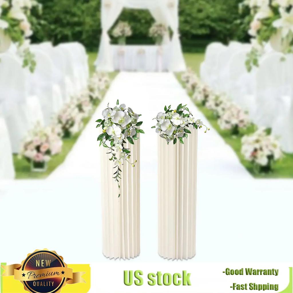 Bymaocar 2-piece 39.4in Cardboard Vase Holder with Circular Column for Wedding Party DIY Decor for Cafes,Living Rooms and Hotels