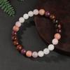 Festive Gifts Warm Pink And Red Tone Natural Stone Beaded Bracelet Fashion Jewelry For Unisex Daily Wear Stylish And Easy To Match Accessory