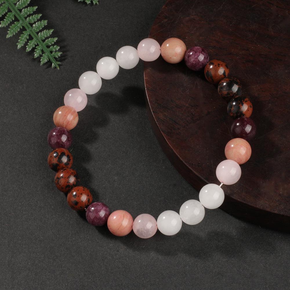 Festive Gifts Warm Pink And Red Tone Natural Stone Beaded Bracelet Fashion Jewelry For Unisex Daily Wear Stylish And Easy To Match Accessory