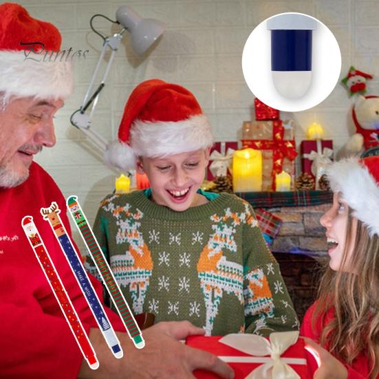 Reindeer Pen Erasable Set Christmas Theme Santa Elf Design Stationery Supplies Smooth Writing Pens for Students Teachers Cute Holiday